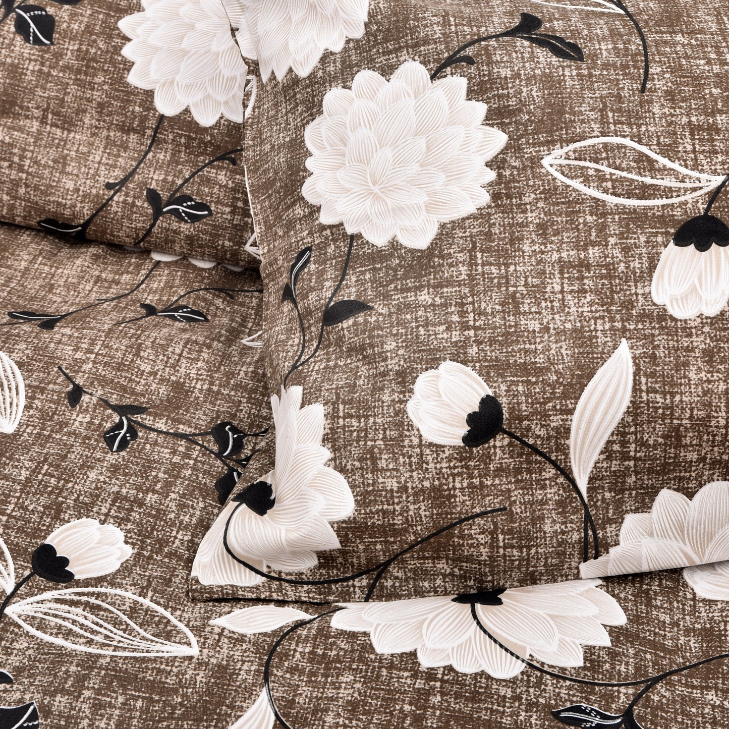 Elegant Brown Floral Bedsheet Set – Soft Bedroom Bedding