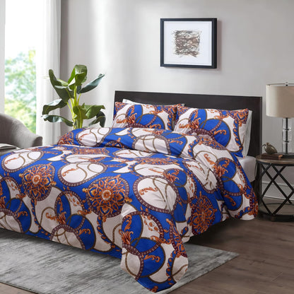 Luxury Royal Chain Bed Set – Blue & Gold Elegance