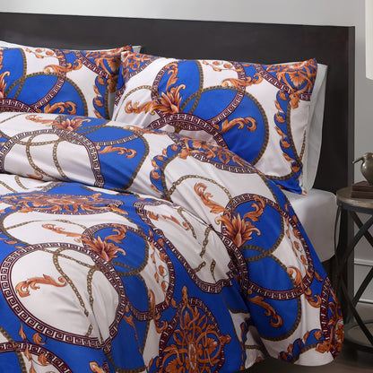 Luxury Royal Chain Bed Set – Blue & Gold Elegance