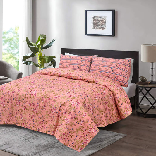 Blush Bloom Floral Bedsheet Set – Soft Pink Printed Bedding