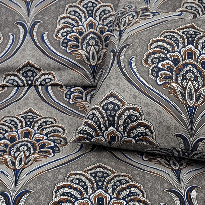 Elegant Paisley Print Bedsheet Set – Grey & Blue Classic