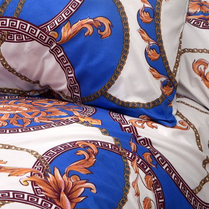 Luxury Royal Chain Bed Set – Blue & Gold Elegance