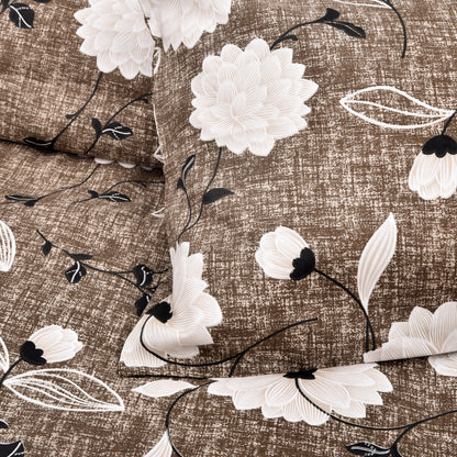 Elegant Brown Floral Bedsheet Set – Soft Bedroom Bedding