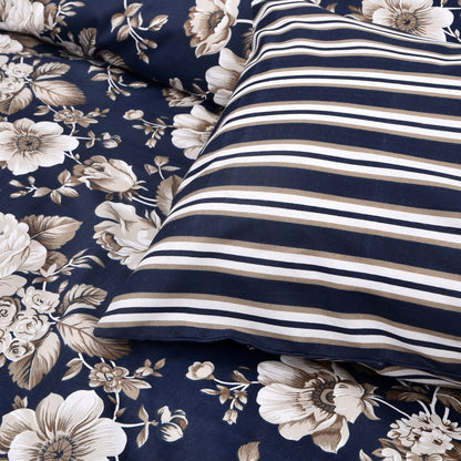 Elegant and Beautiful Navy Floral print & Stripe Bedding