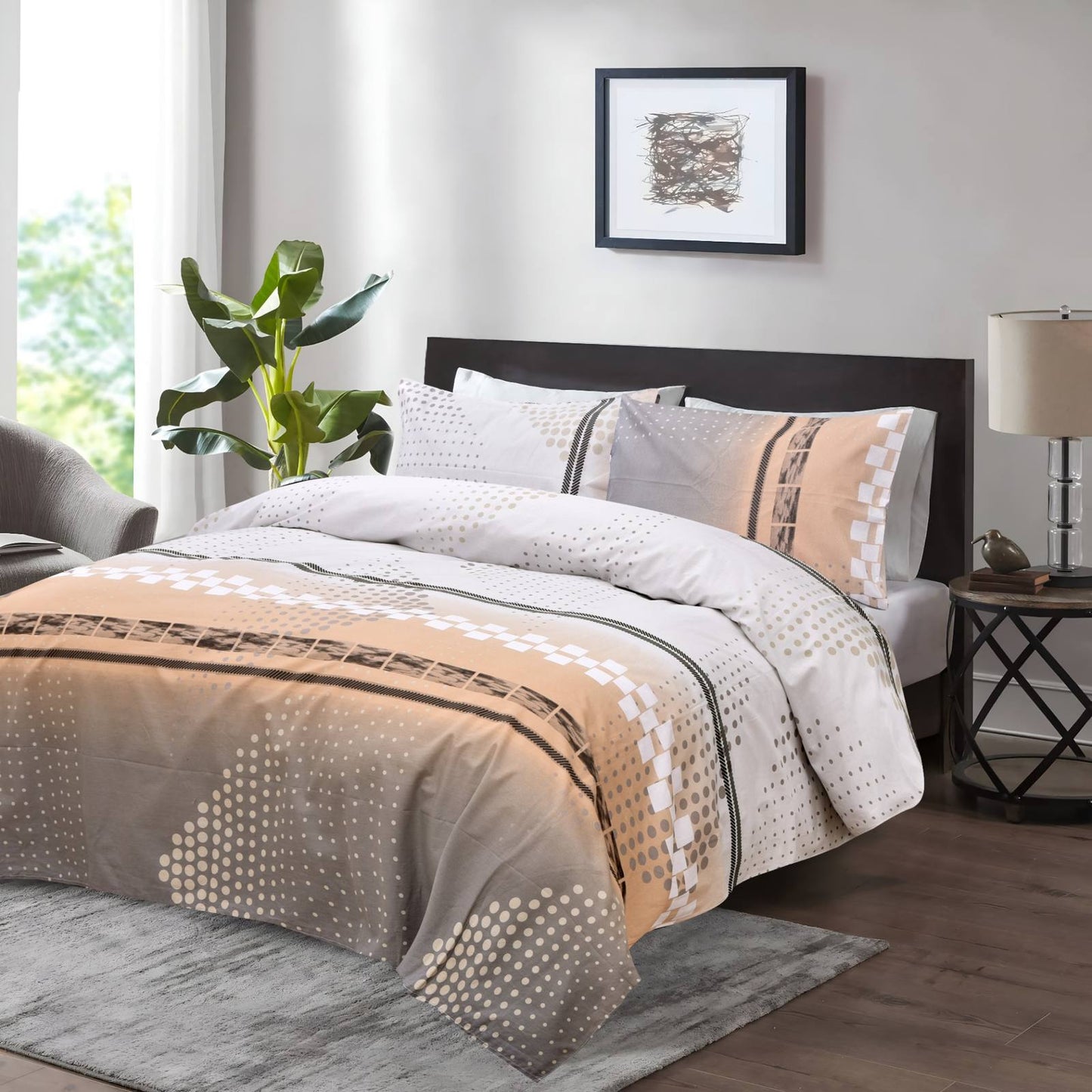 Modern Geometric Cotton Bedding Set - Luxury Duvet Cover