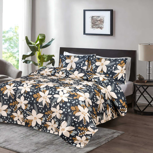 Elegant Floral Printed Bedsheet Set – Soft Premium Bedding