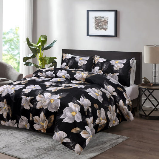 Tazanna Black Quilt Cover Set -Soft Bedding